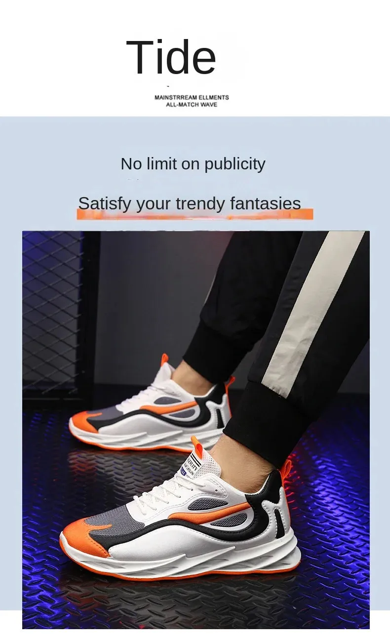 2024 Summer Men's Cloth Shoes Breathable Thick-soled Casual Shoes Men's Korean Fashion Sports Shoes