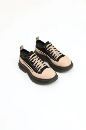 Black & Cream Tread Slick Lace Up Sneaker