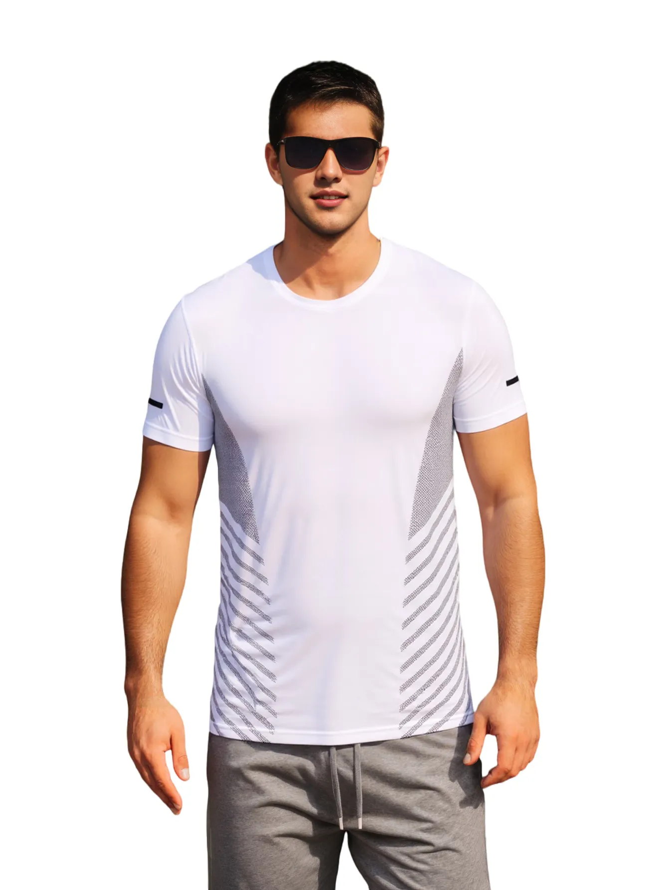 Breathable Quick-Dry Reflective Strip Short-Sleeved T-Shirt