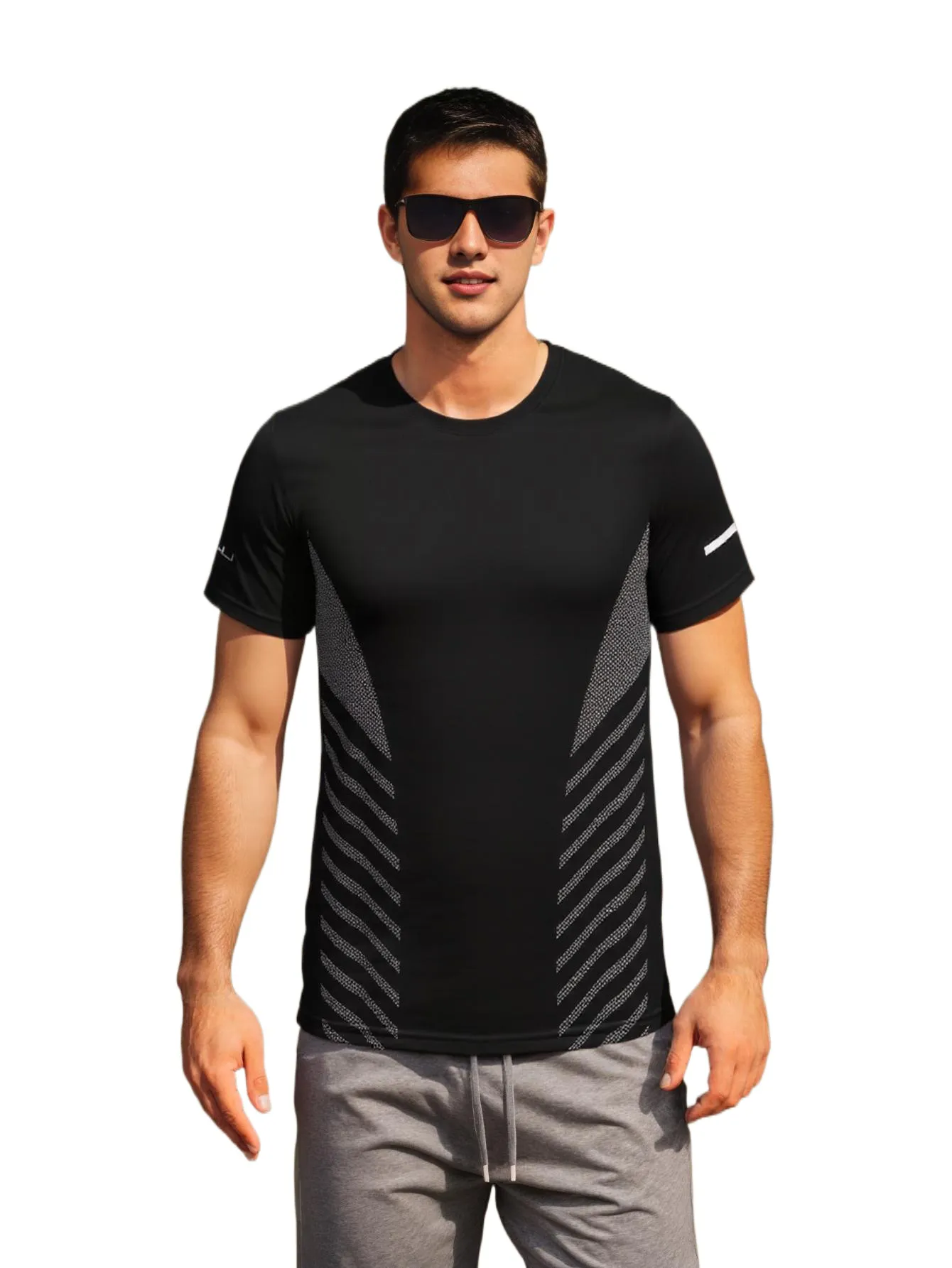 Breathable Quick-Dry Reflective Strip Short-Sleeved T-Shirt