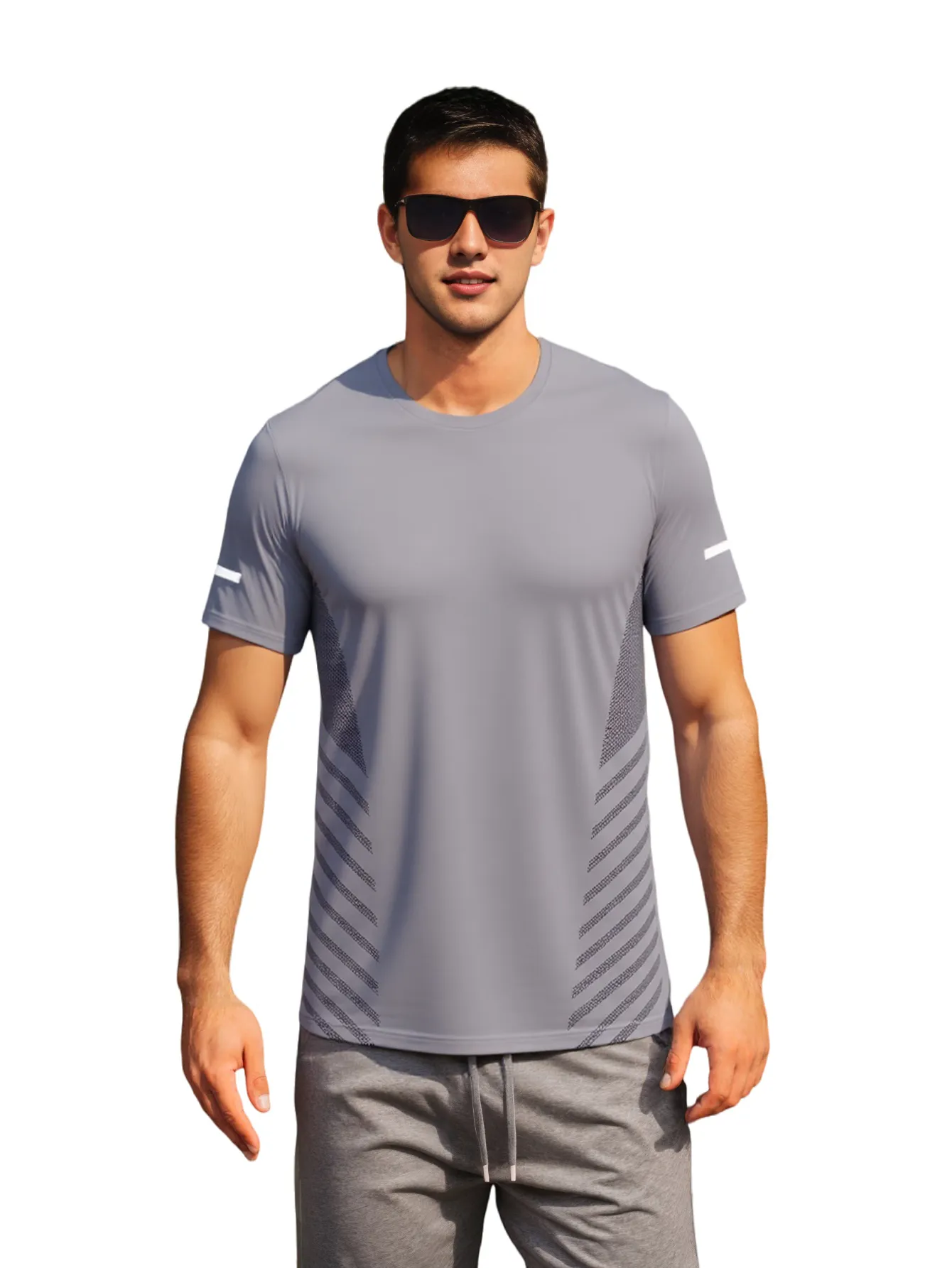 Breathable Quick-Dry Reflective Strip Short-Sleeved T-Shirt