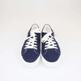 Celine Navy Blue Triomphe Jane Lace Up Low Sneakers