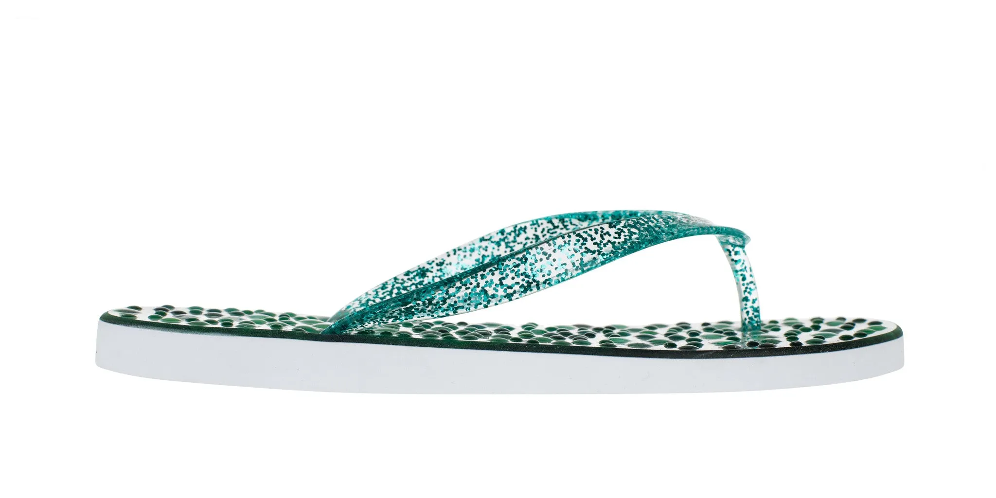 Emerald Flip Flops with Green Glitter Straps