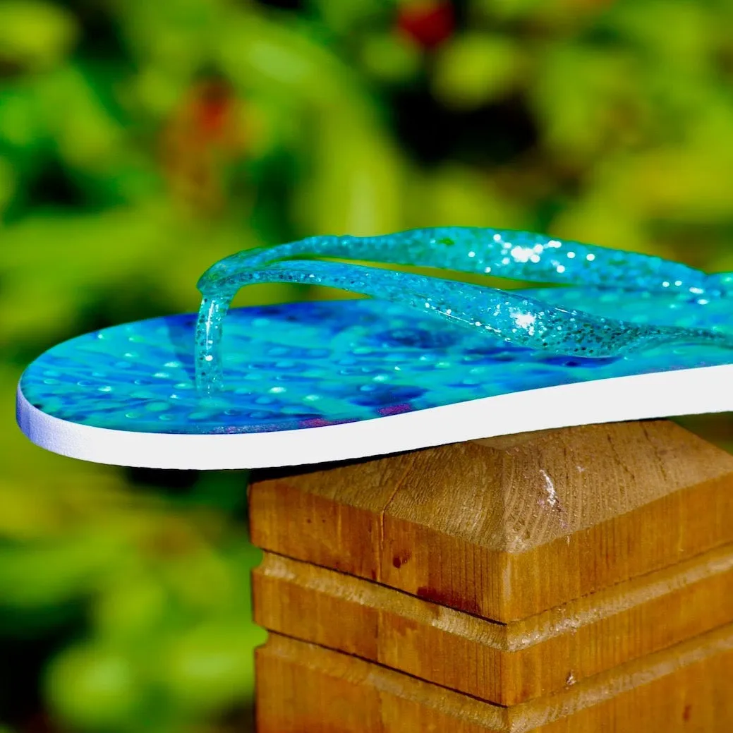 Emerald Flip Flops with Green Glitter Straps