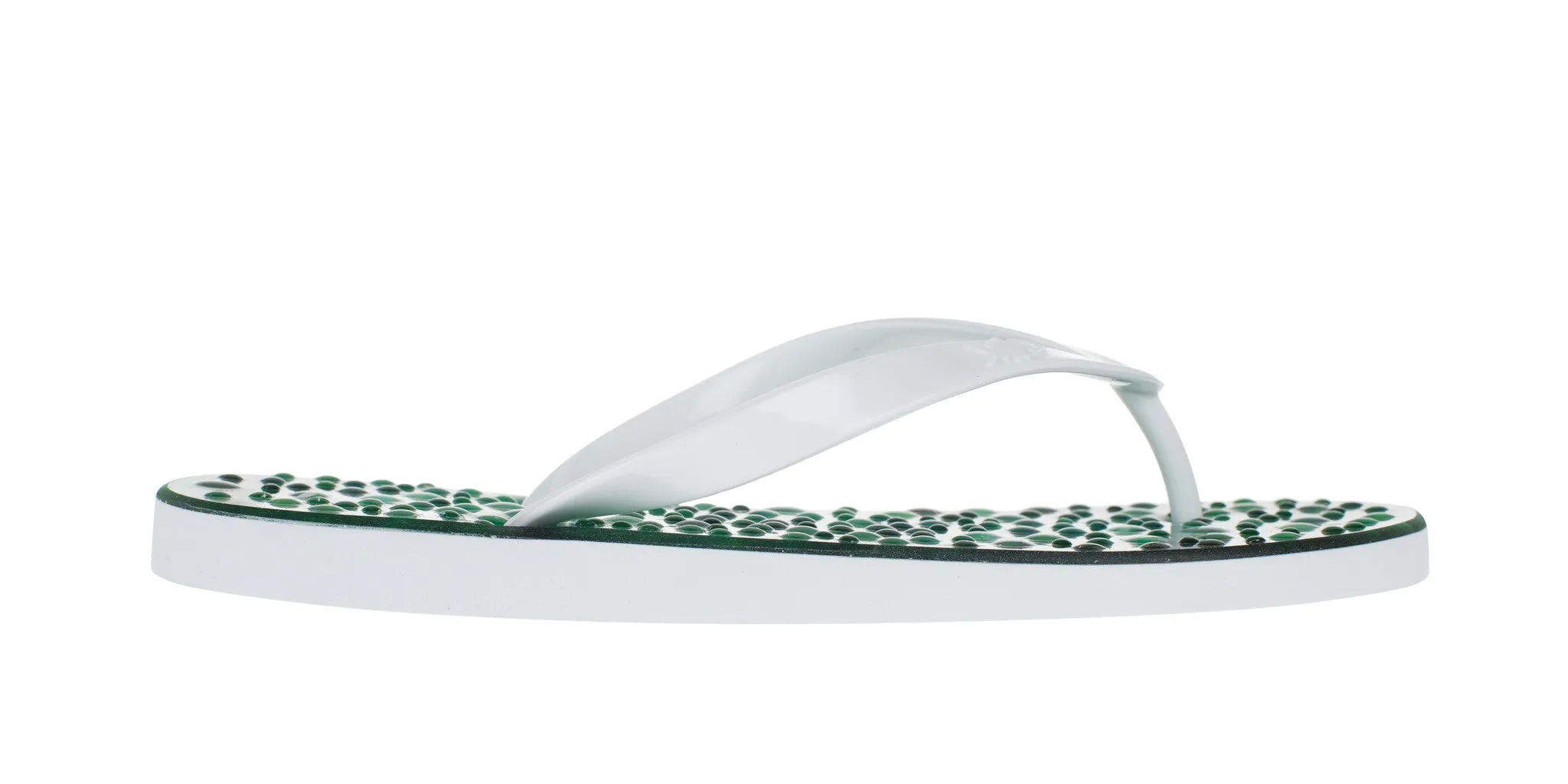 Emerald Flip Flops with White Straps