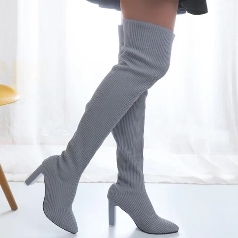🔥Hot Sale🔥Women’s Block Heel Pointed Toe Over-the-Knee Boots