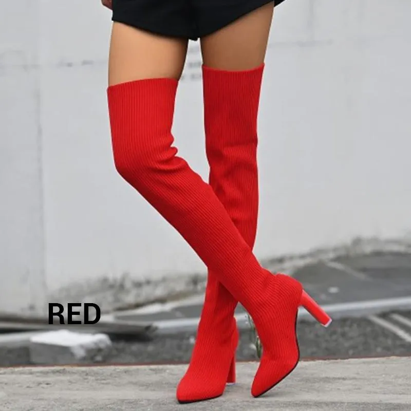 🔥Hot Sale🔥Women’s Block Heel Pointed Toe Over-the-Knee Boots