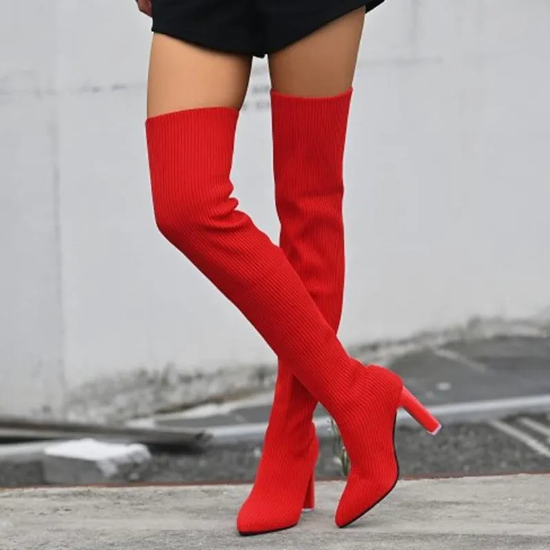 🔥Hot Sale🔥Women’s Block Heel Pointed Toe Over-the-Knee Boots