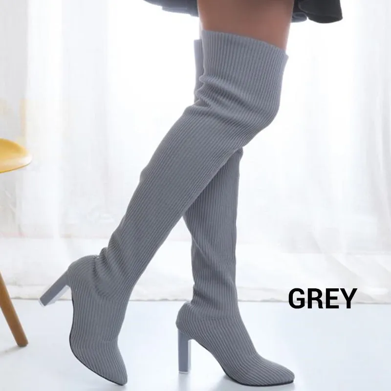 🔥Hot Sale🔥Women’s Block Heel Pointed Toe Over-the-Knee Boots
