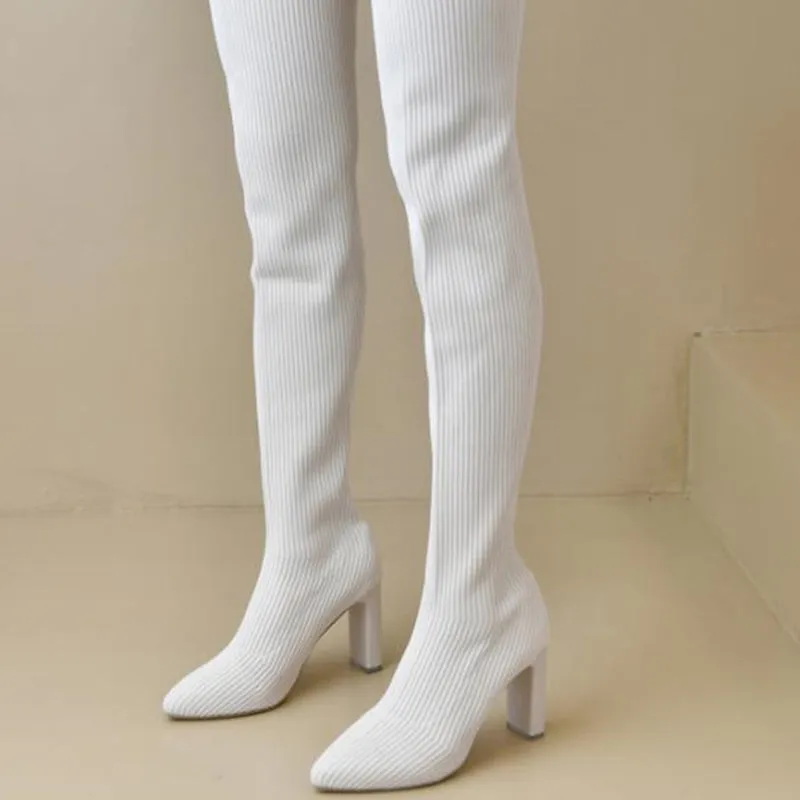 🔥Hot Sale🔥Women’s Block Heel Pointed Toe Over-the-Knee Boots
