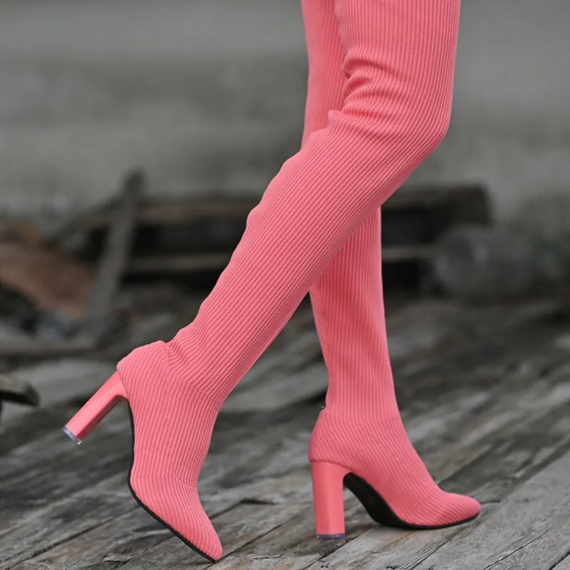🔥Hot Sale🔥Women’s Block Heel Pointed Toe Over-the-Knee Boots