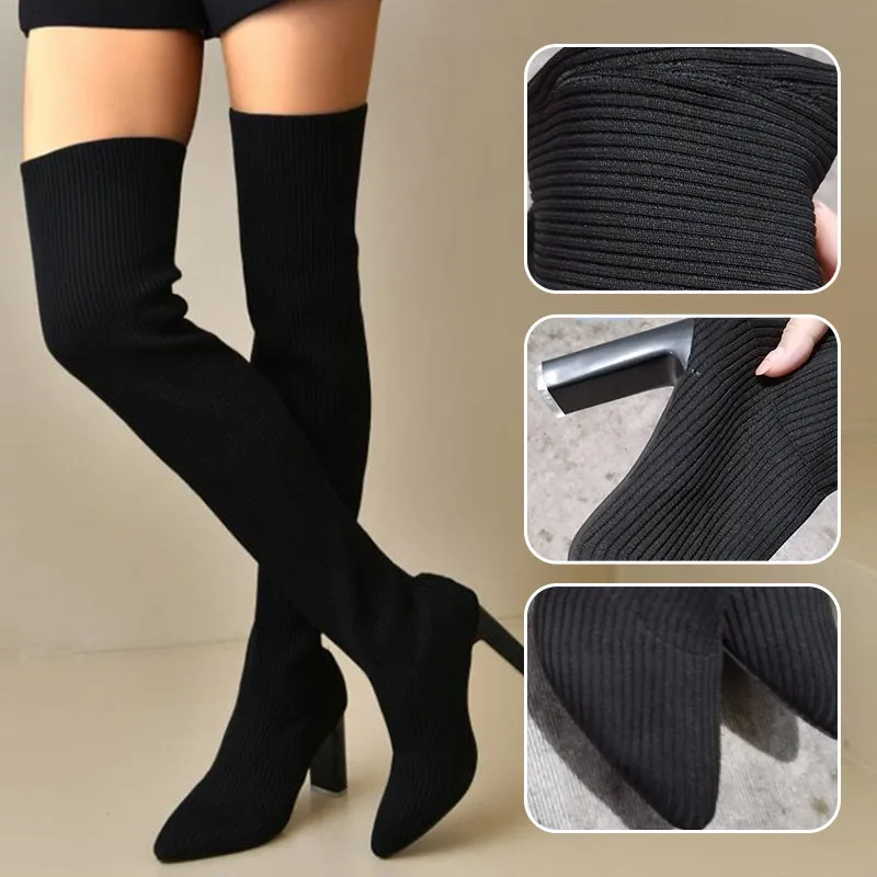 🔥Hot Sale🔥Women’s Block Heel Pointed Toe Over-the-Knee Boots