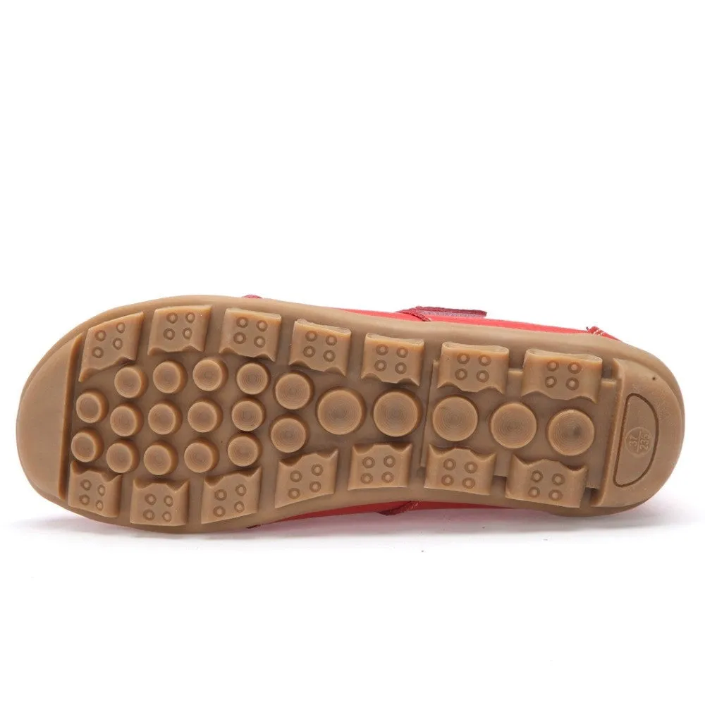 New fashion shoes woman genuine leather shoes women flats causal sandal round toe flexible ballet loafer